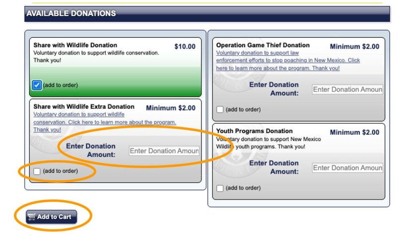 Available Donations - Add Donation and Add to Cart