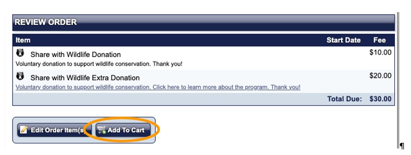 Review Order and Add to Cart