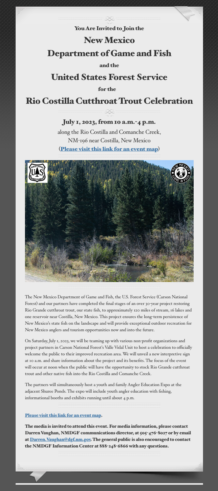 Rio Costilla Cutthroat Trout Celebration July 1, 2023